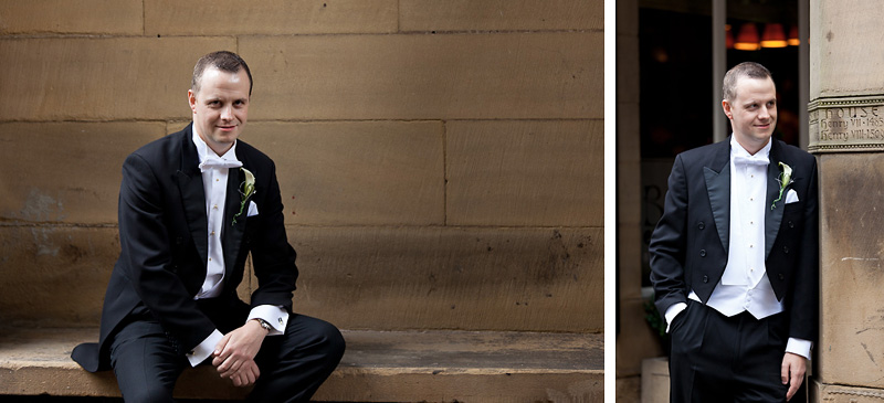 Groom smiling before the ceremony