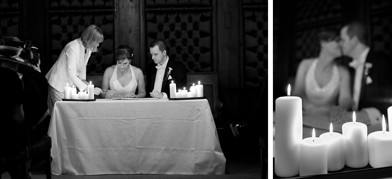 Intimate moment where the Bride and Groom sign the register