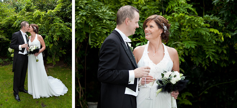 Bride and Groom have photographs in the secret garden