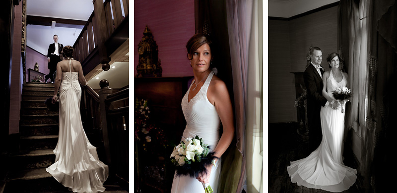 Bride and Groom looking out of window