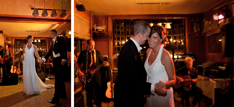 Bride and Groom having their first dance and smiling