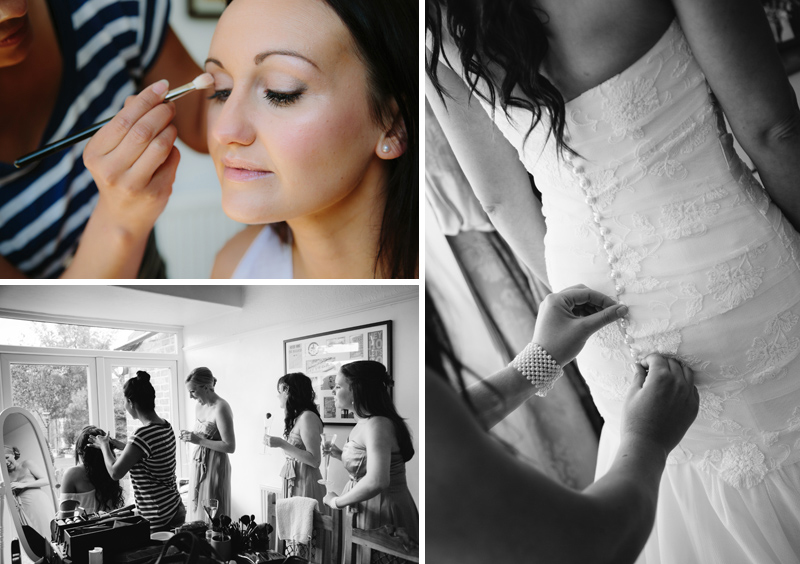 Bride having hair and makeup done