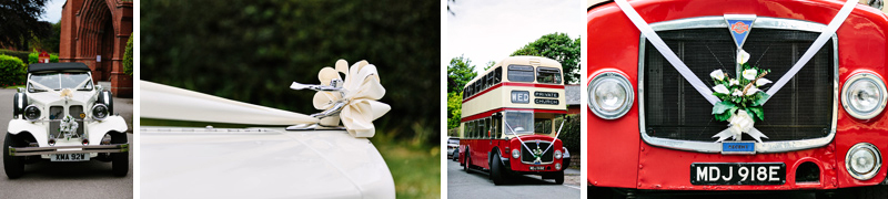 Red bus to take guest to the wedding reception at Hilltop Country House