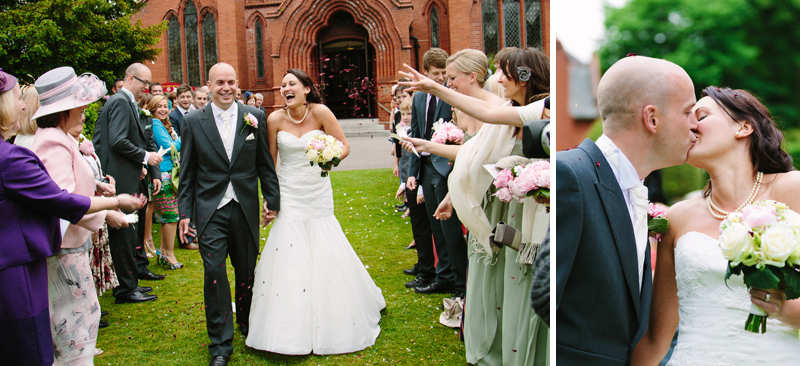 Guests showing Bride and Groom with confetti