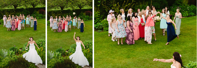 Bride throws her bouquet