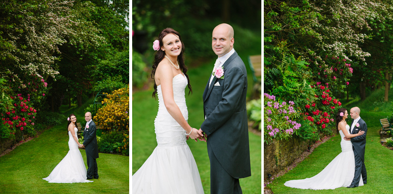 Bride and Groom hold hands in the garden