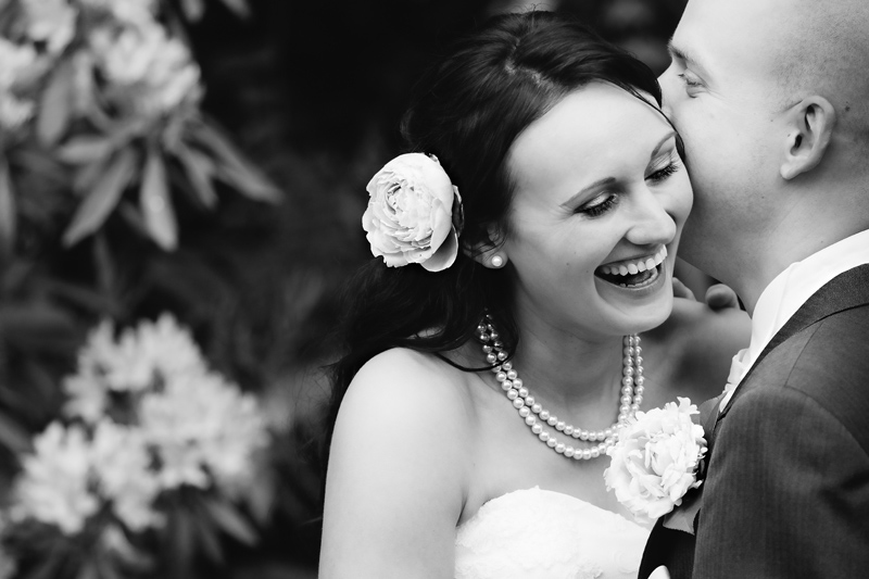 Bride and Groom laughing 