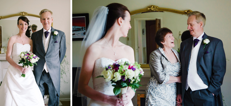 Bride looks back at her mum and dad