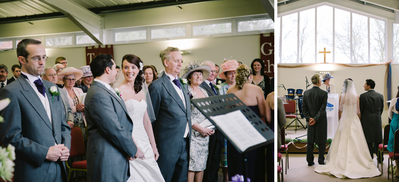 Bride and Groom have a sneaky look at each other