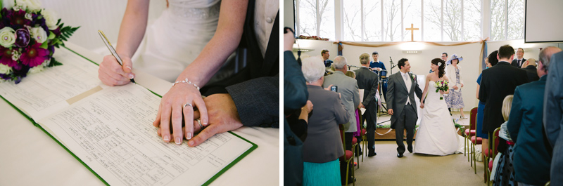 Bride and Groom sign the wedding register