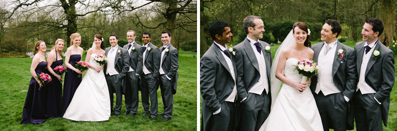 Brides laughing with groomsmen