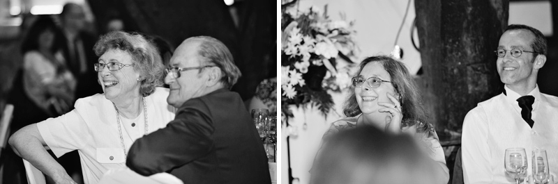 Guests laughing during the wedding speeches